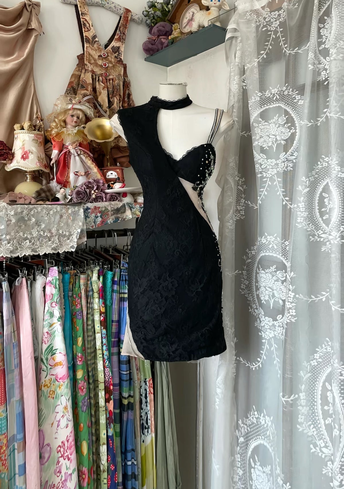 Black Short Lace Evening Dress Sexy Party Dress