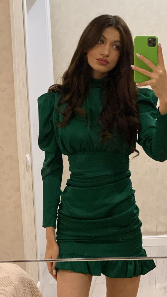 Sexy Green Long Sleeves Party Dress Green Homecoming Dress Y5858 - View 2 | VelvetHem