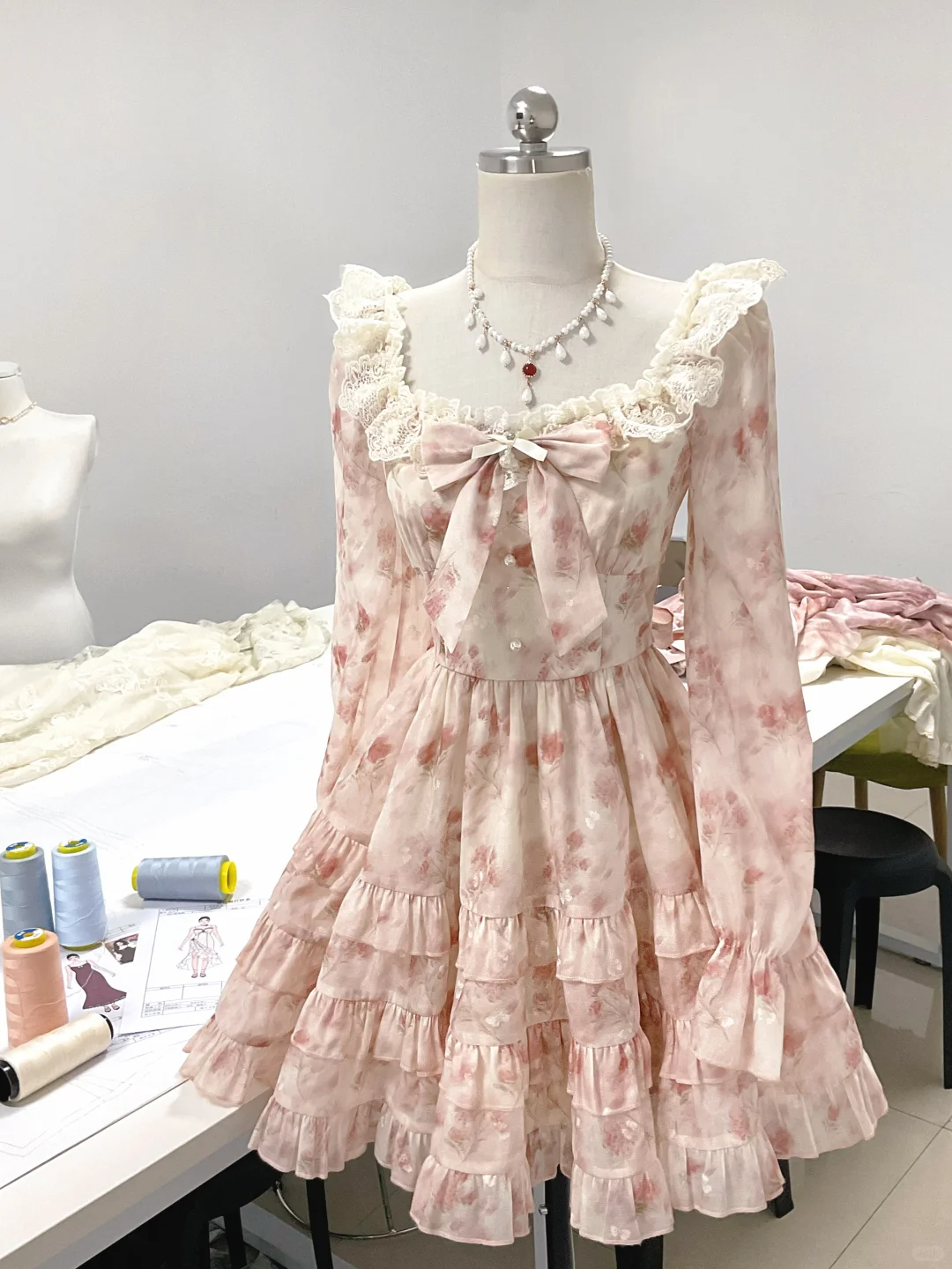 Pretty Pink Chiffon Print Layered Ruffles Short Party Dress Homecoming Dress