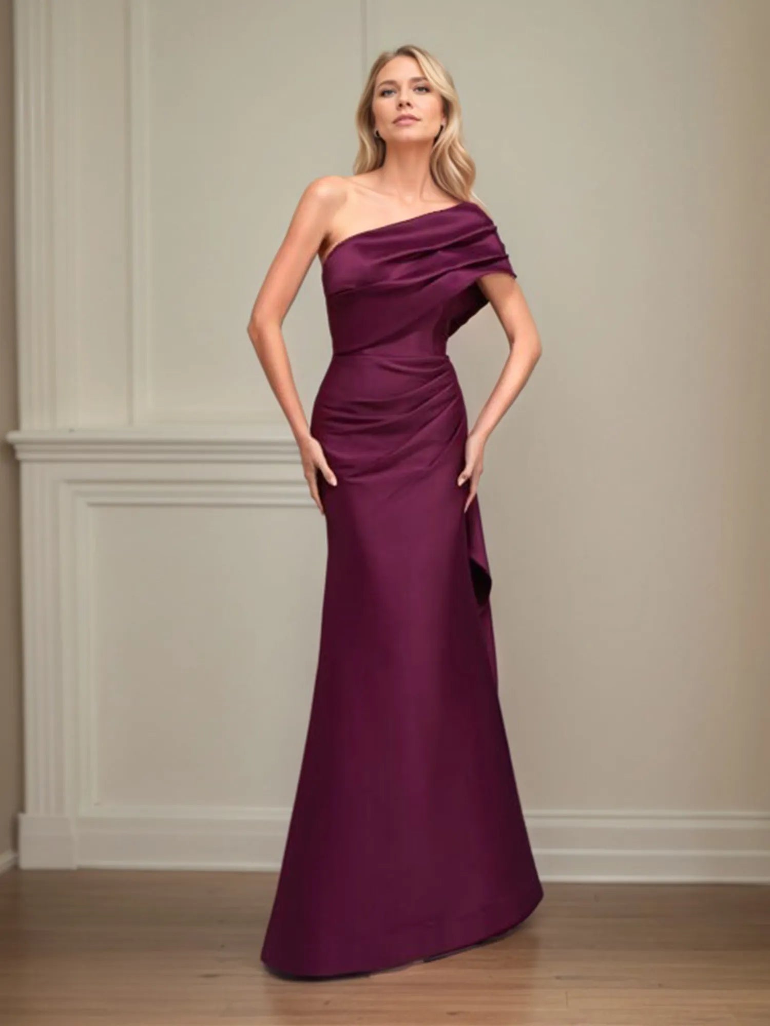 Trumpet/Mermaid One Shoulder Sleeveless Satin Mother of the Bride Dress With Ruched