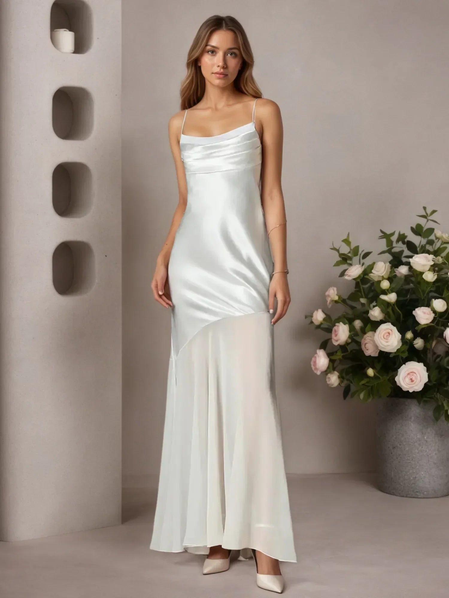 White Mermaid Satin Wedding Dress