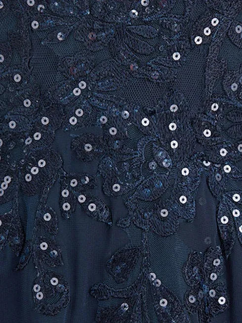 A-line V-Neck Floor-Length Lace Chiffon Mother of the Bride Dress With Sequins - View 5 | FashionDia