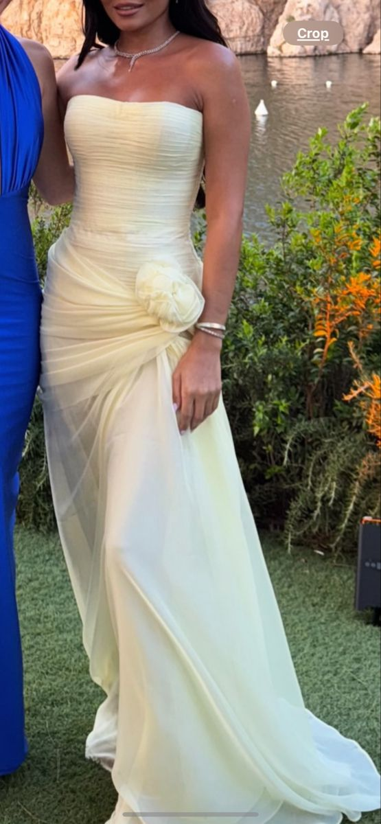 Light Yellow Chiffon Prom Dress Simple Graduation Dress Evening Dress