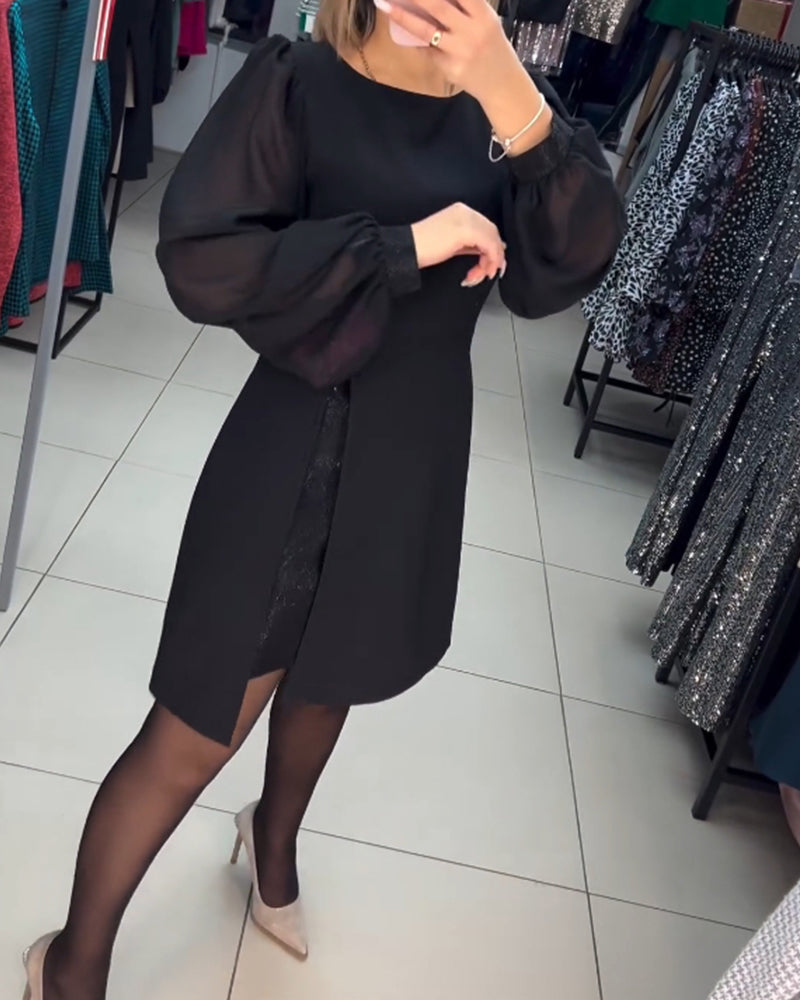 Catalina Chic Dress Stylish Lantern Sleeves Silhouette Collection