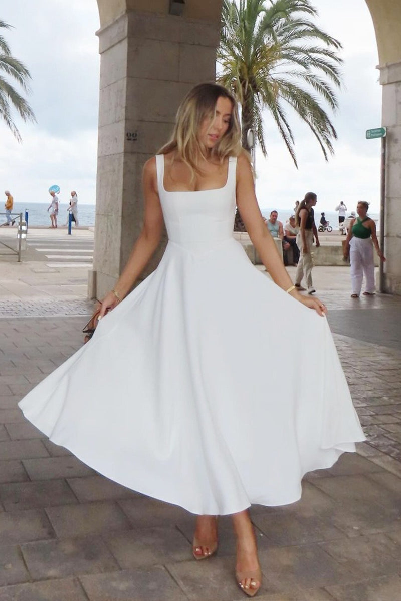 Simple Sleeveless Square Neck Work Dress - View 2 | VelvetHem