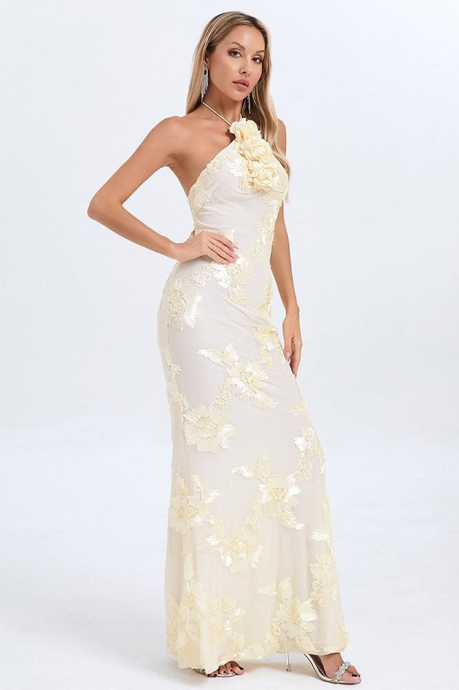 Halter Floral Foil Dress with Relaxed Fit and Comfort Fit Design