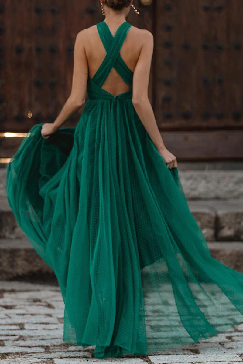 Sexy Formal Solid Hollowed Out Backless Halter Evening Dress Dresses - View 6 | VelvetHem