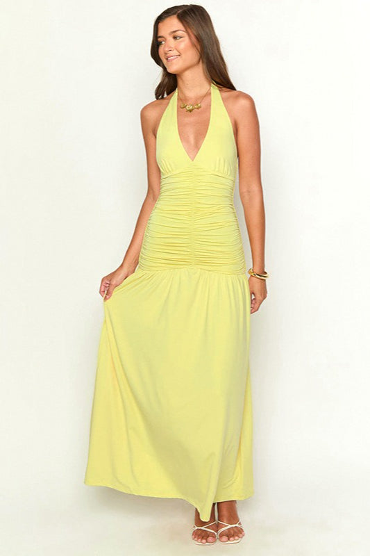 Halter Edition Neck Slit Maxi Birthday Dress