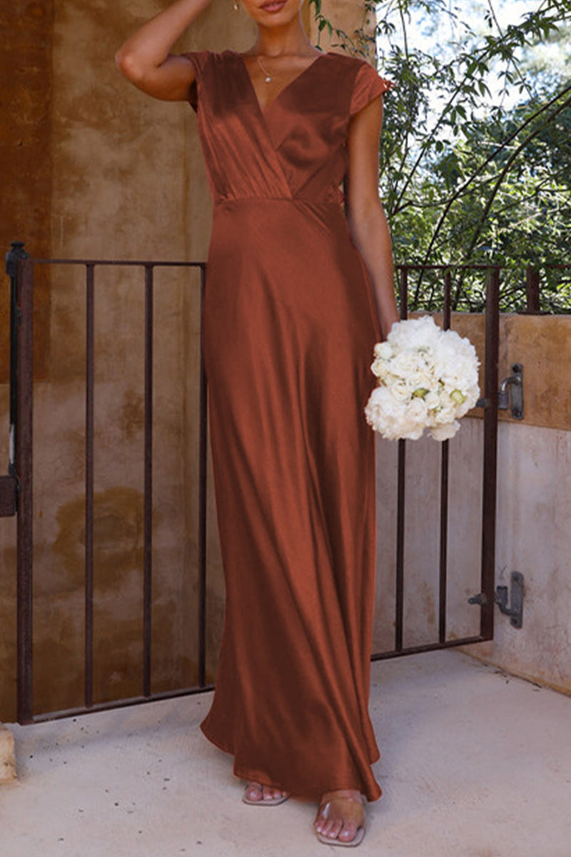 Celebrities Formal Solid V Neck Evening Dress Dresses - View 3 | VelvetHem