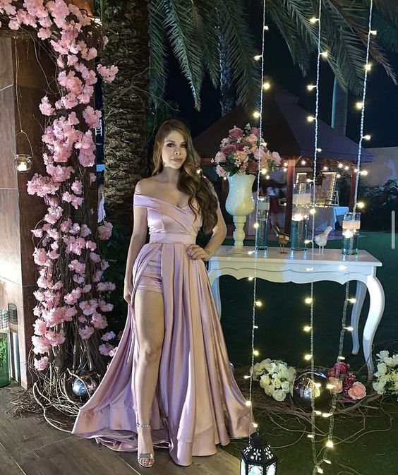 Pink prom dresses long evening dress