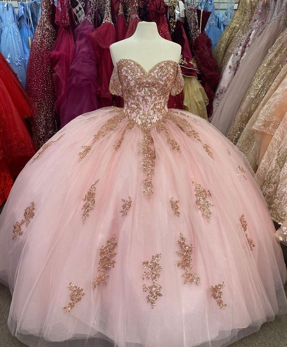 Pink Ball Gown Long Prom Gown Elegant Evening dress