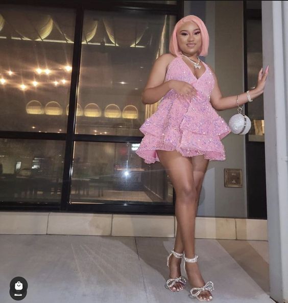 Pink Sequin Short Party Dress Homecoming Dresses - VelvetHem