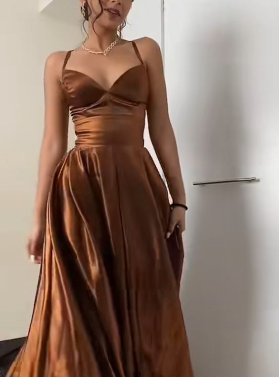 Brown prom dresses long evening dress
