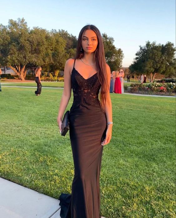 Black lace prom dresses long evening dress - FashionDia