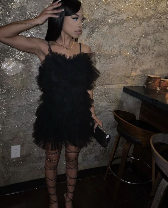 Black Short Party Dress 16th Birthday Homecoming Dress