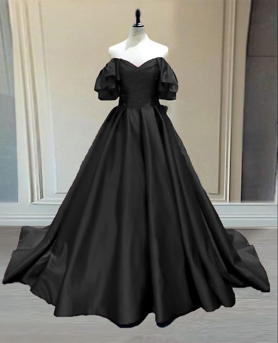 Black Princess Ball Gown For Wedding Prom Dress, Evening Dress - FashionDia