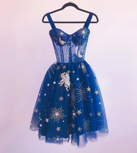 Blue Short Party Dress Homecoming Dress