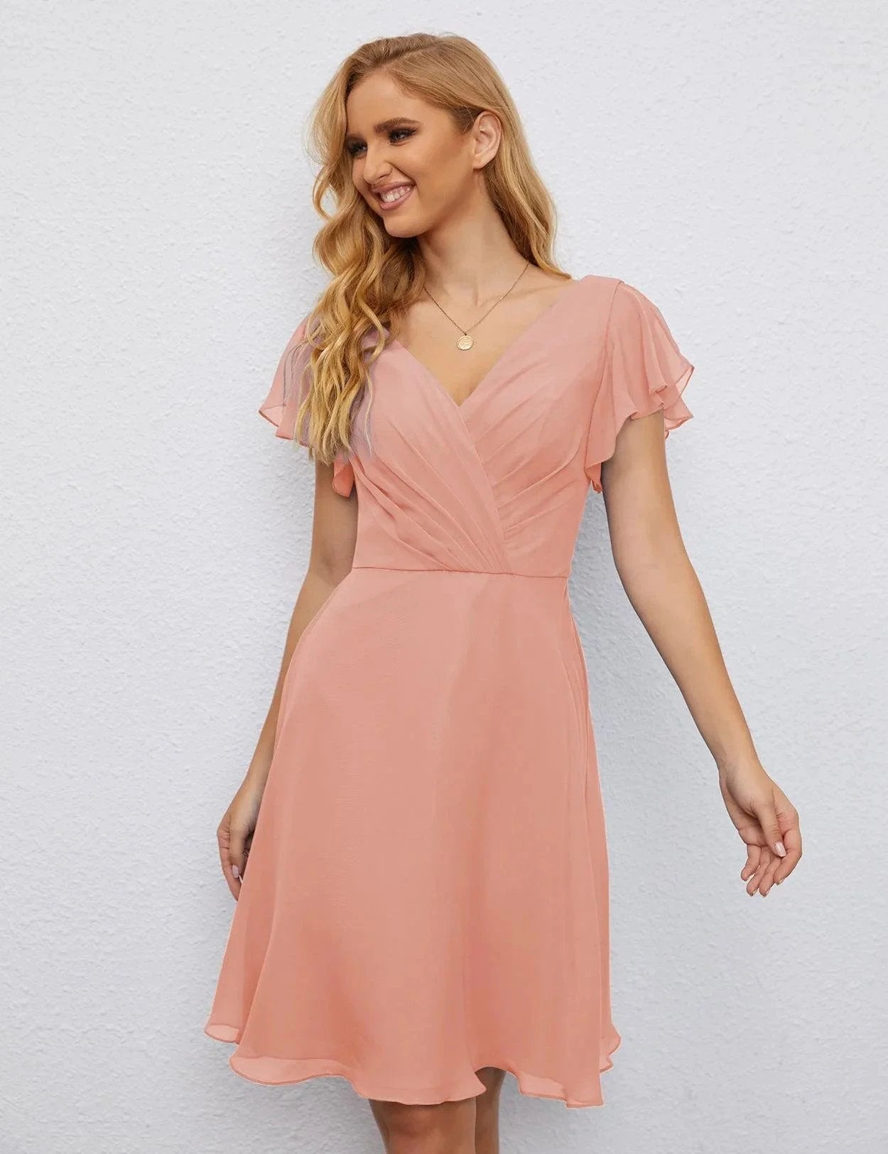 ZapDress U Back Homecoming Dress Formal Prom Dress Knee Length Short Sleeves Cocktail Party Dress 28077 (ZD16953)
