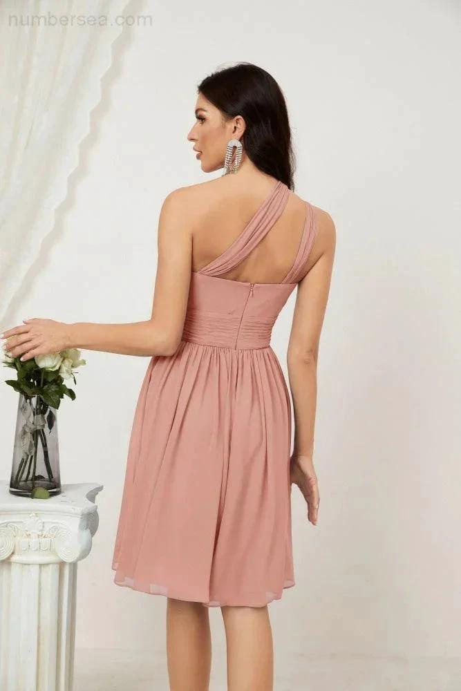 ZapDress Women Chiffon Short One Shoulder Bridesmaid Dress Formal Dresses for Party Homecoming  2804 (ZD16948)