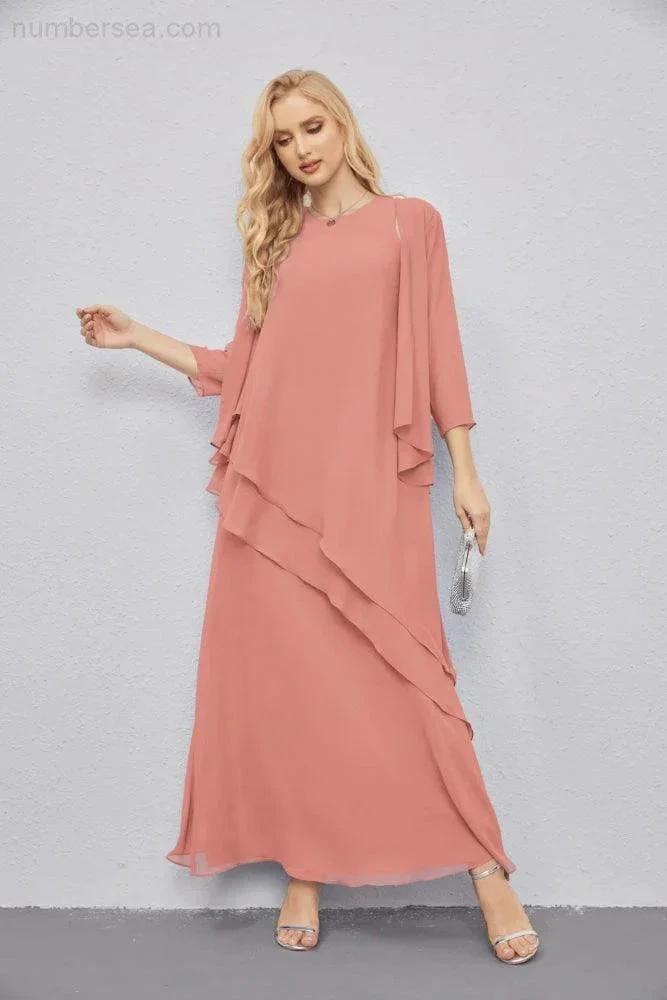 Mother of Bride Dresses with Open Front Lightweight Cardigan Formal Prom Gown  28081 (ZD16990)