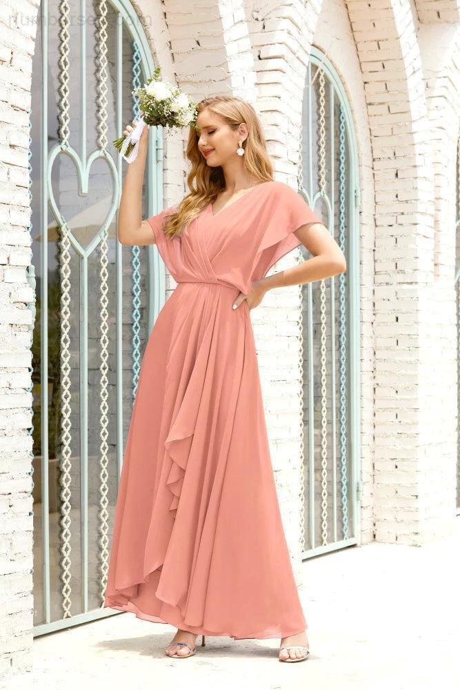 Zapdress Mother of The Bride Dresses Plus Size V-Neck Floor Length Formal Prom Dress for Wedding Guest 28020 (ZD17058)