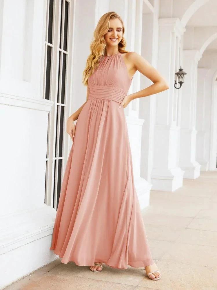 Numbersea Keyhole Bridesmaid Dresses Sleeveless Formal Evening Party Prom Gowns 28043 by numbersea