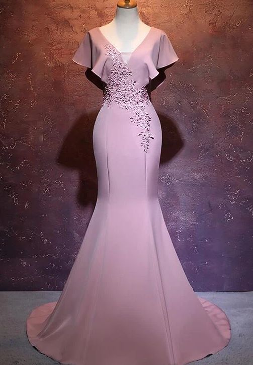Elegant Mermaid Pink Long Evening Gown, Beautiful Prom Dress