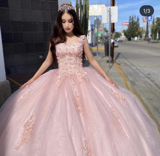 Pink Lace Tulle Formal Dress Princess Sweet 16 Dress