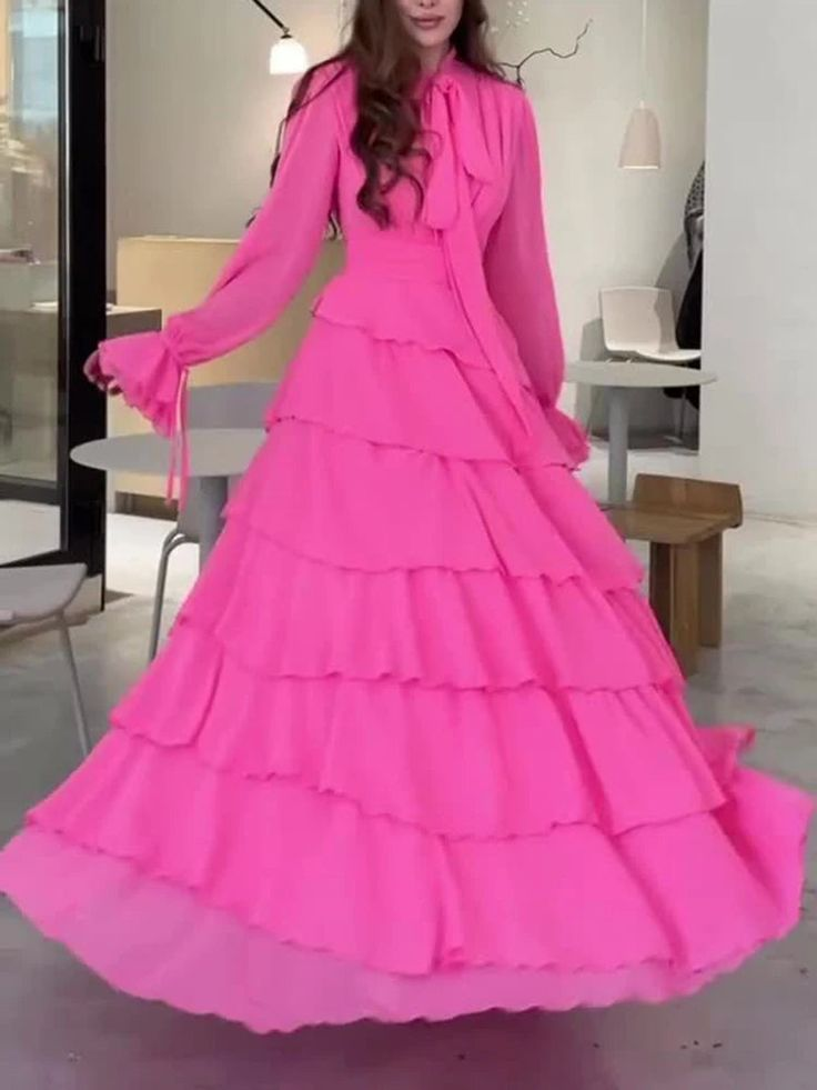 Chic Chiffon Layered Spliced Ruffles Prom Dress Evening Dress Y7640 - View 3 | VelvetHem