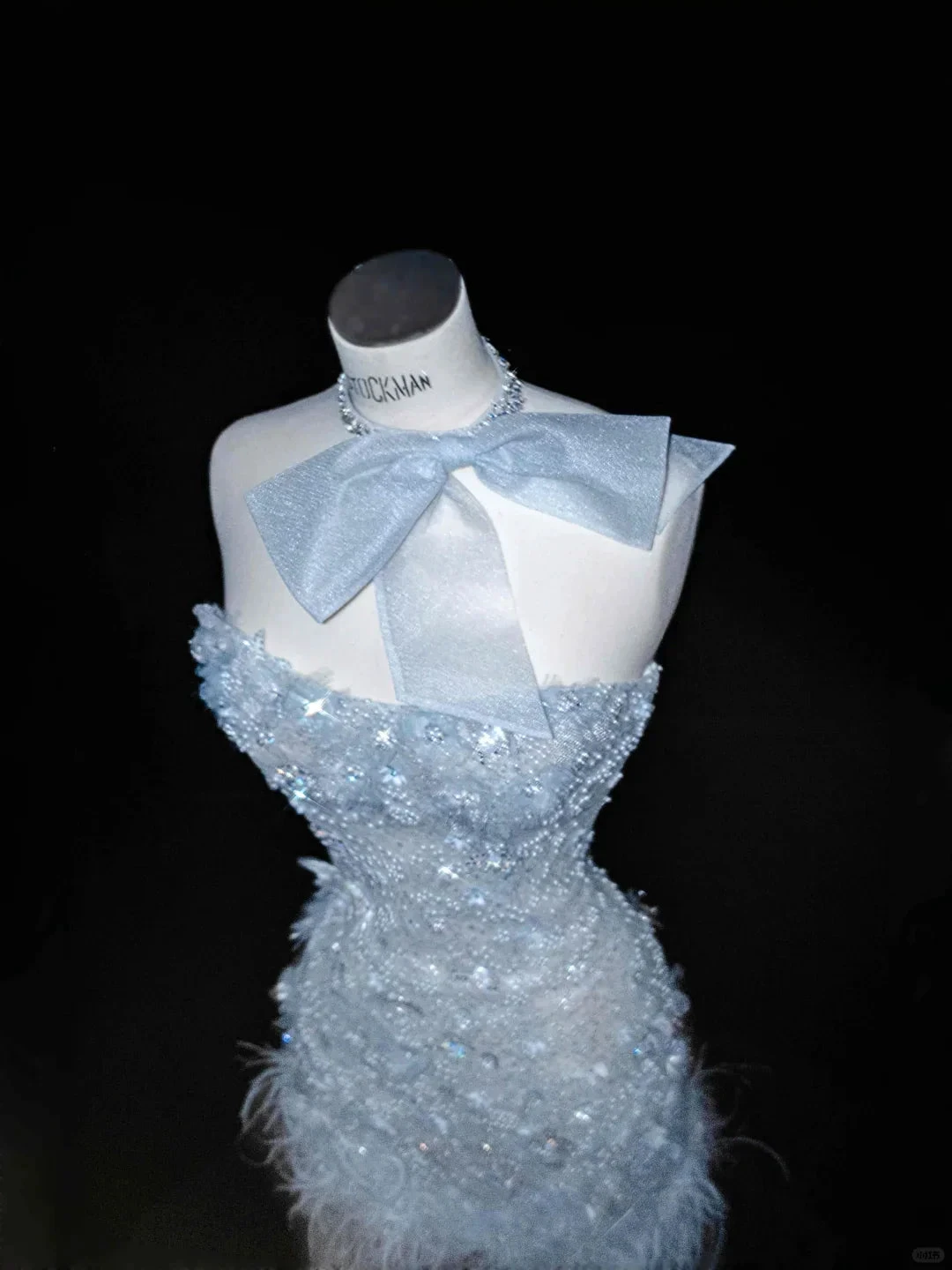 Dream Blue Tulle Beaded Appliques Long Prom Dress,Slit Mermaid Evening Dress Wedding Dress (ZD13766)