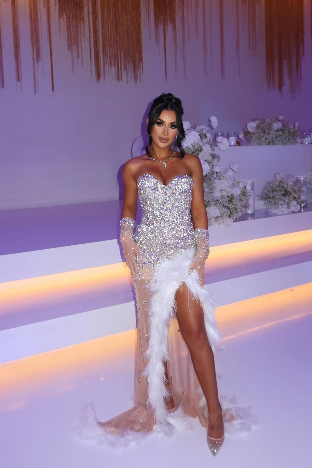 Sparkly Sheath Sweetheart Champagne Long Party Dress with Beading