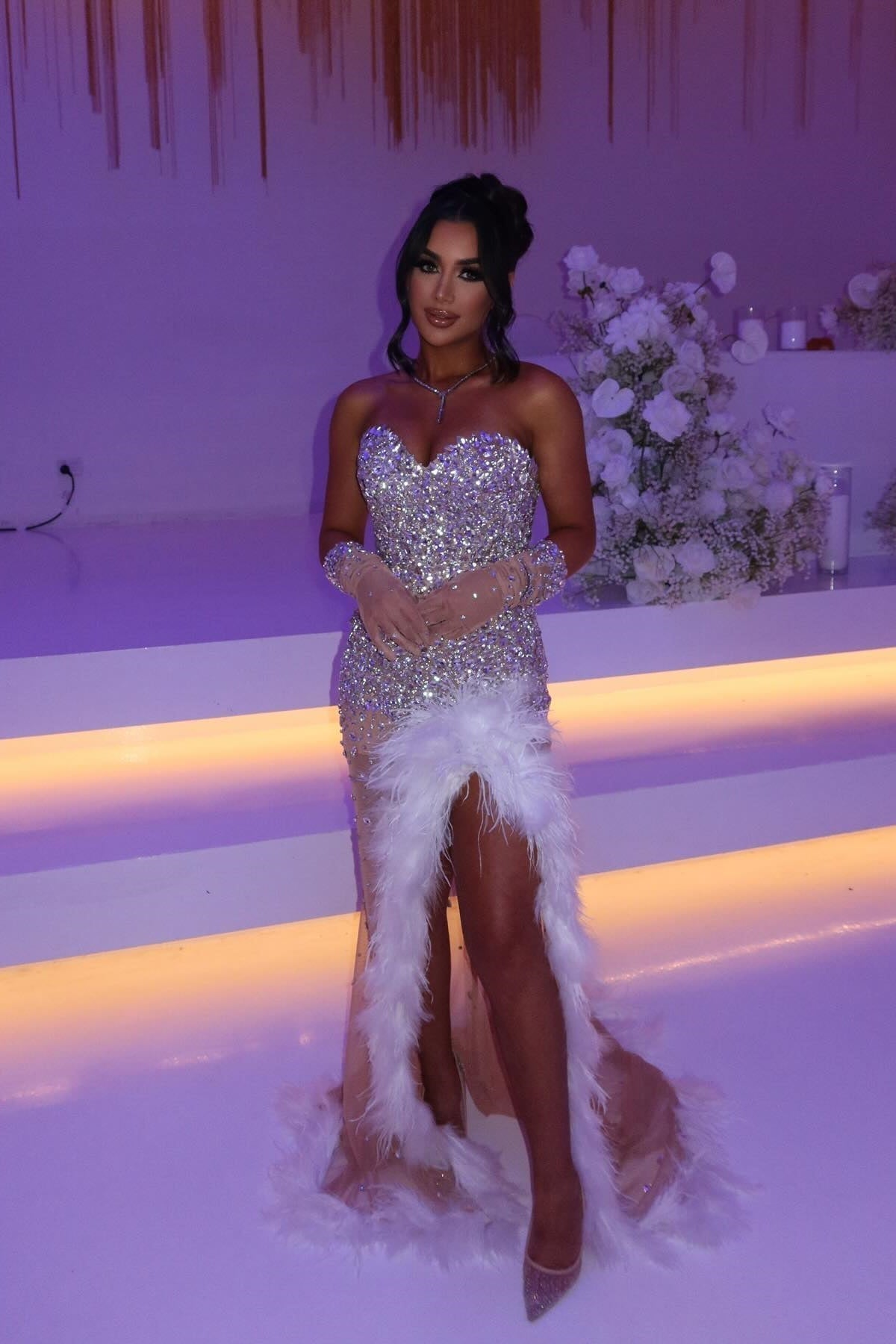 Sparkly Sheath Sweetheart Champagne Long Party Dress with Beading