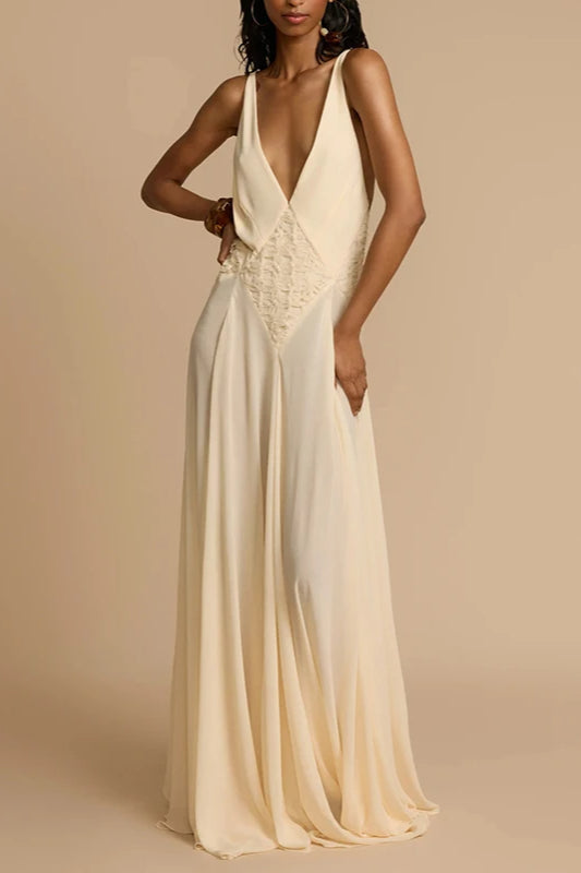 Deep V Neck Minimalist Dress for Comfort Fit Design Boutique Fashion Style