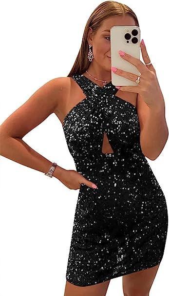 Halter Homecoming Dresses Short Prom Dresses for Teens SYH75 by vivymakudress