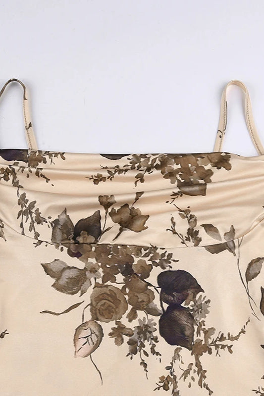 Elegant Retro Sleeveless Floral Dress - View 5 | FashionDia