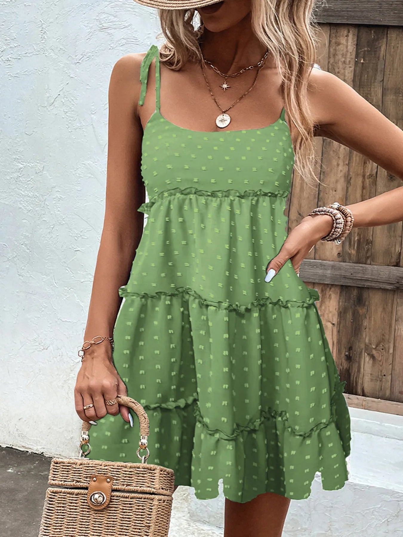 Gemma Aesthetic Swiss Dot Shirt Dress with Ruffles Elevated Occasion Wear