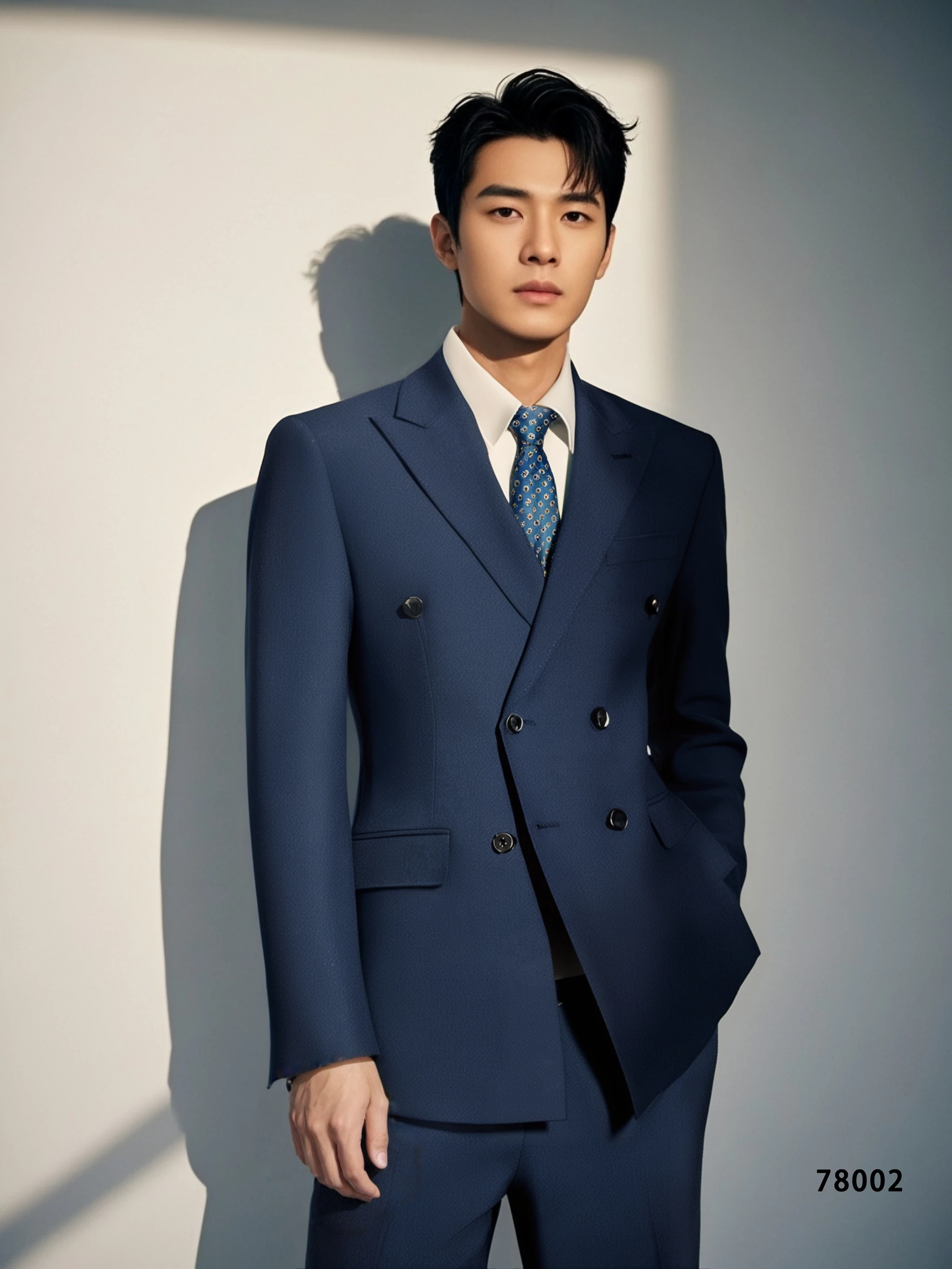 Tailored Double Breasted Navy Wool Formal Suit For Groom And Business (ZD17102)