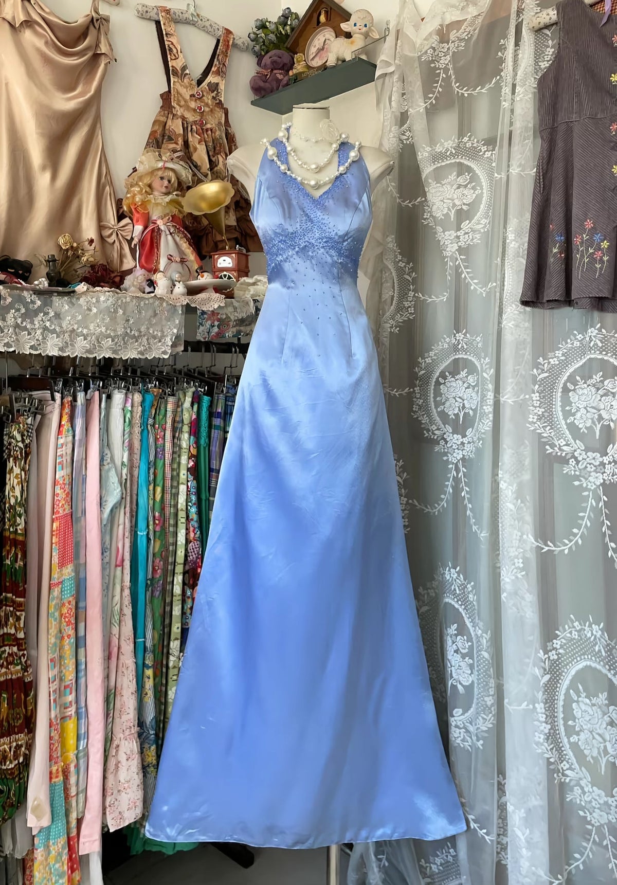 Blue A Line Long Prom Dress Formal Homecoming Dress J8503