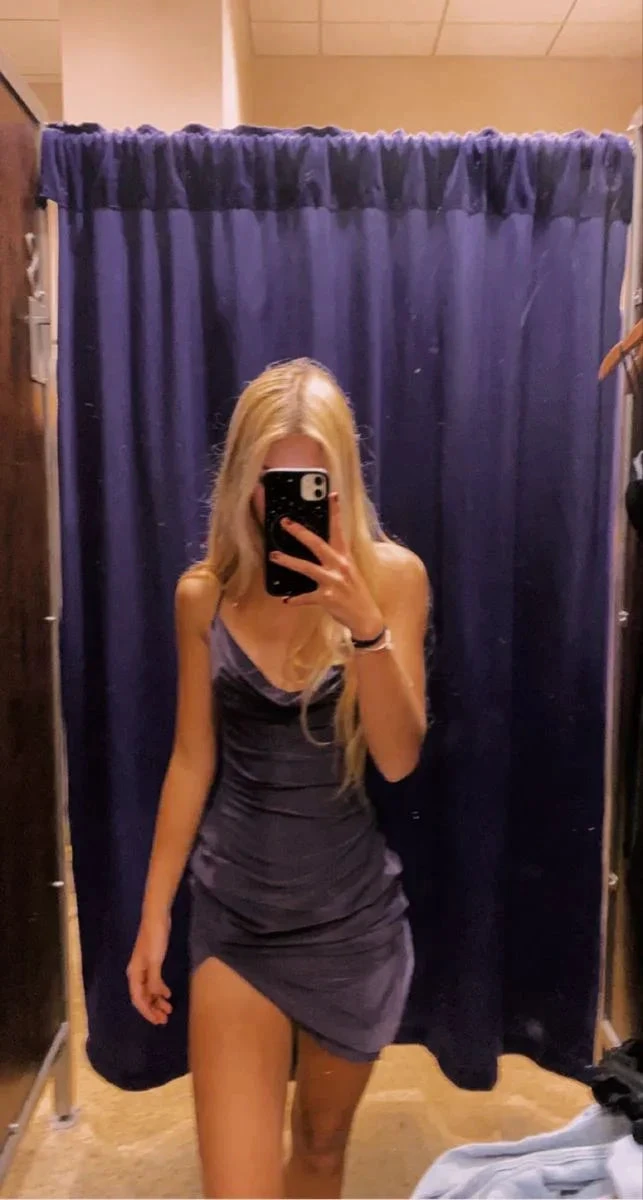 purple satin homecoming dress night outfit dress (ZD11823)
