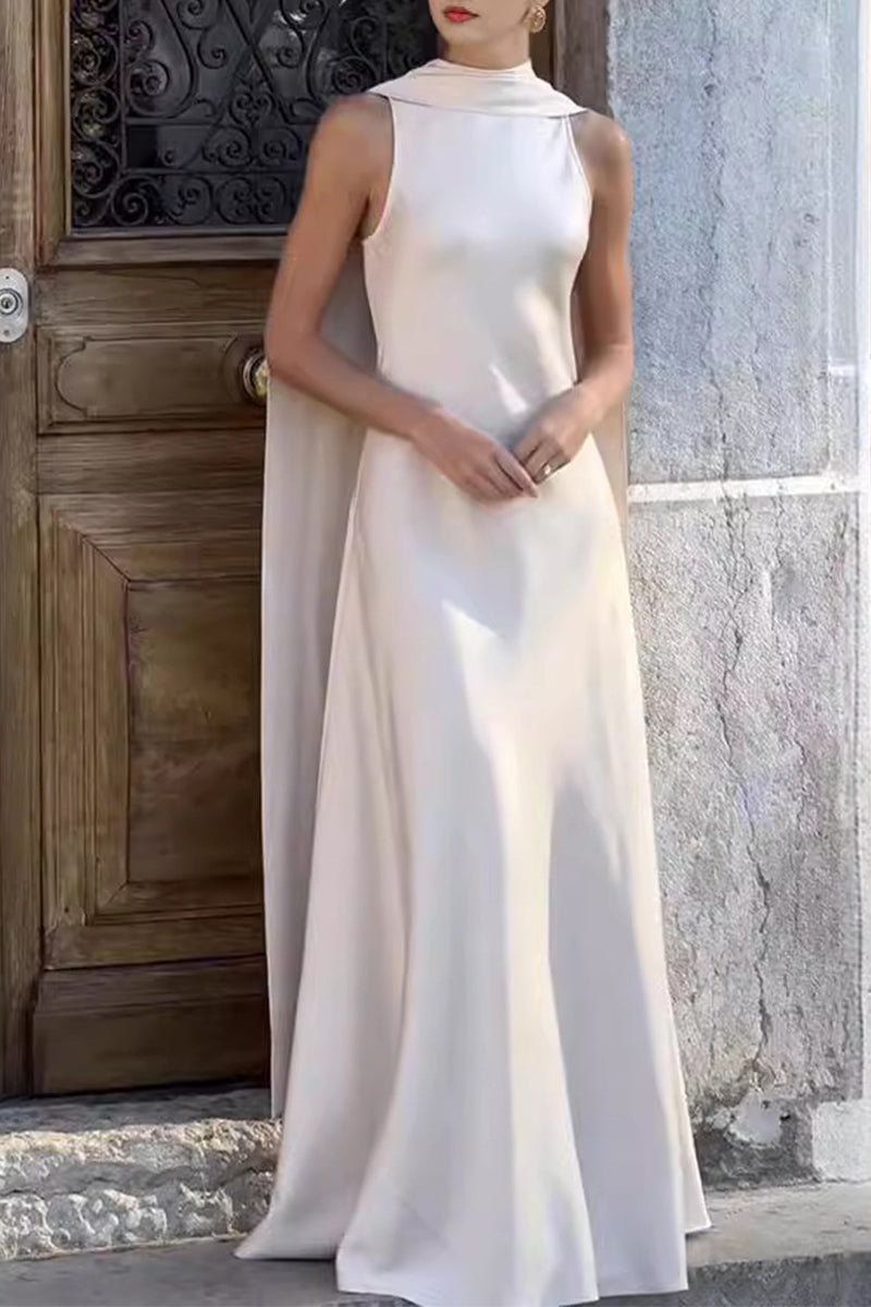 Celebrities Elegant Solid Patchwork O Neck Evening Dress - VelvetHem