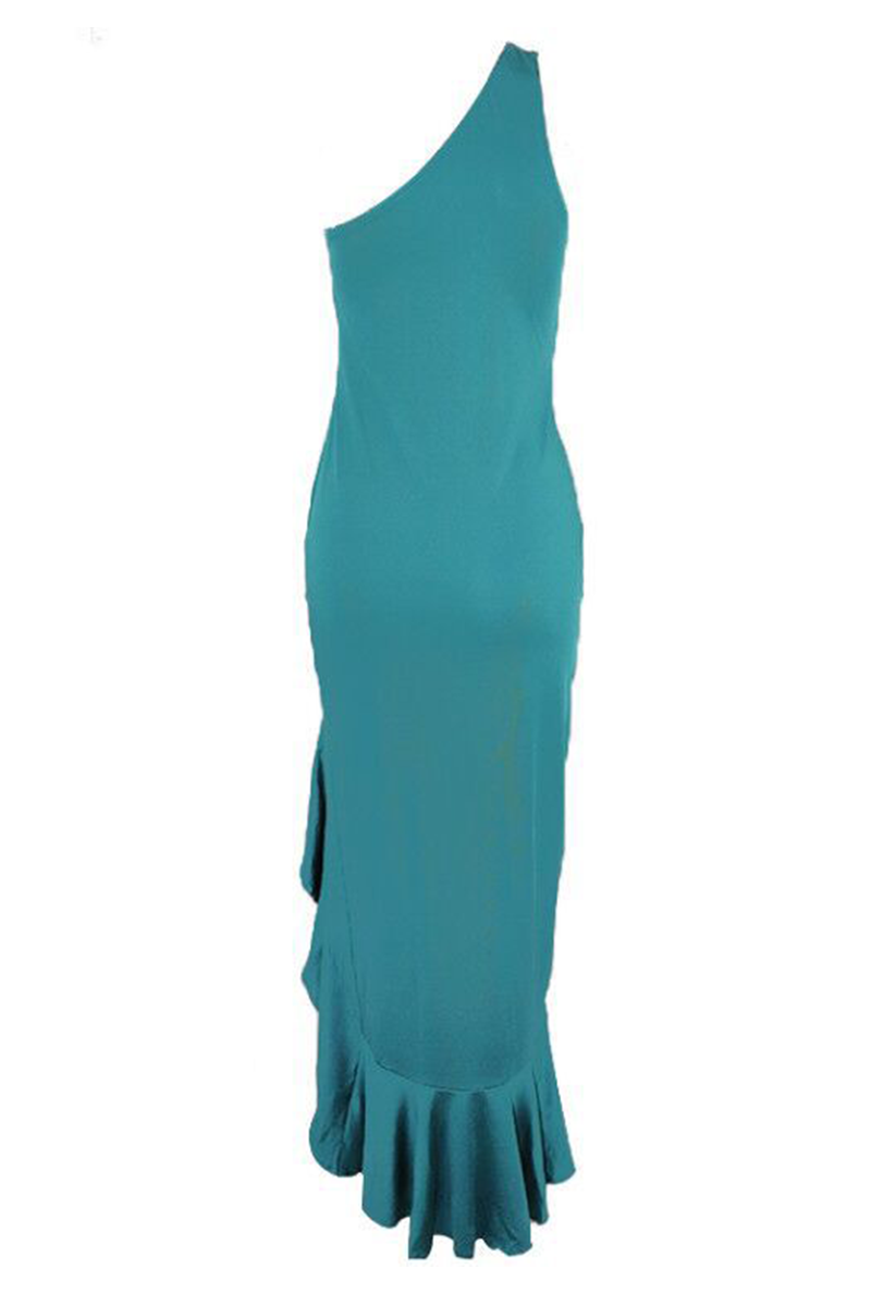 Elegant Solid Flounce Slit One Shoulder Evening Dress Dresses(8 Colors) - View 9 | VelvetHem