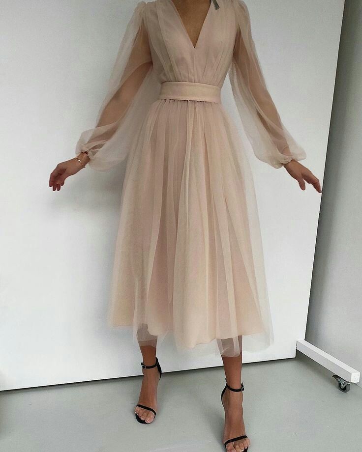 Graduation dress Short A-Line Prom Dresses V-Neck Long Puff Sleeve Tulle Formal Wedding Evening Party Dresses For Graduation - View 9 | FashionDia