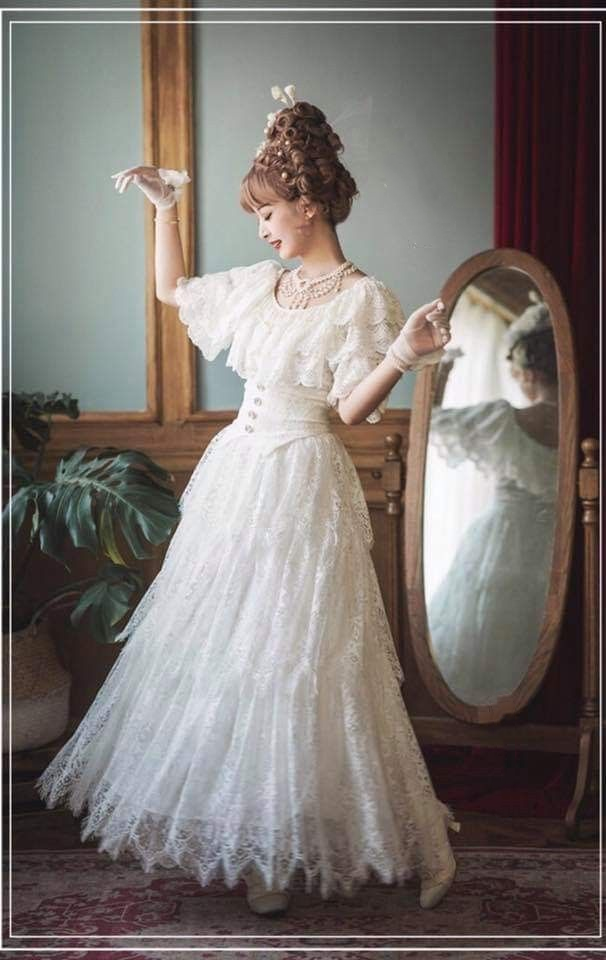 A Line Off Shoulder Wedding Dress Lace Princess Dress      fg7295