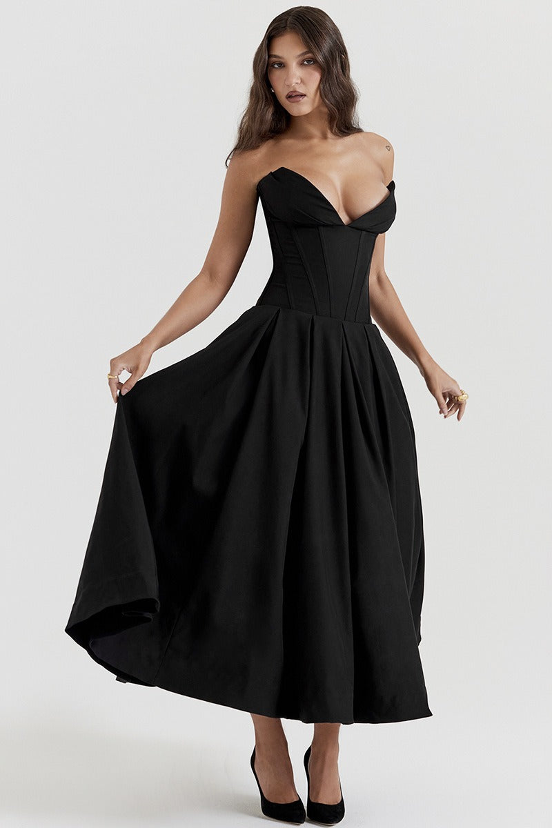 Strapless Corset A Dress with Relaxed Fit and Modern Casual Wear