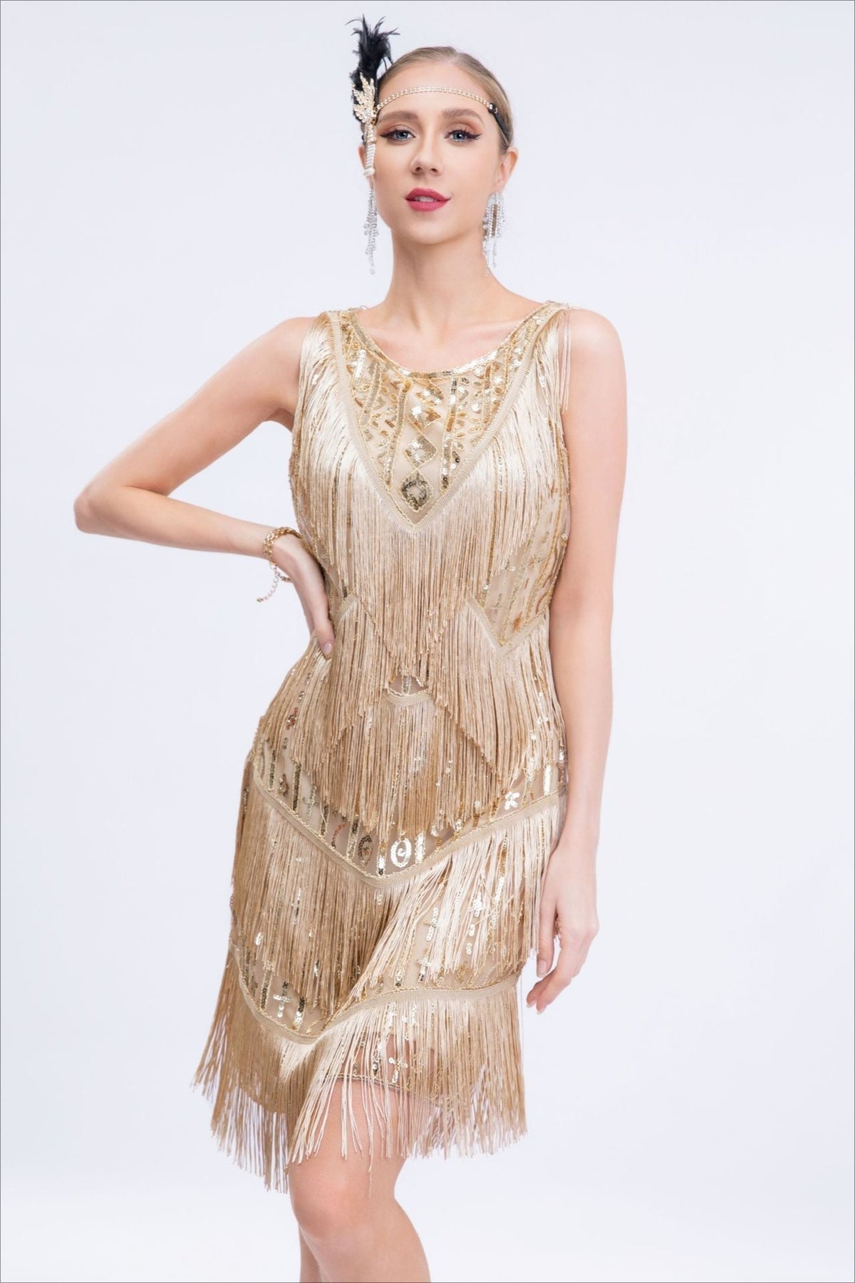 Vintage Sequin Fringe Party Dress - View 5 | VelvetHem