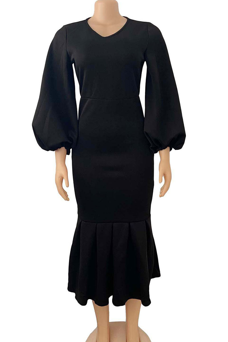 Elegant Solid Patchwork V Neck Evening Dress Dresses(4 Colors)) - View 8 | VelvetHem