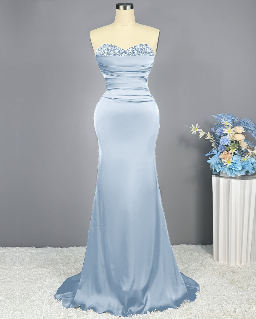 Sleeveless Mermaid Long Prom Gown with Sequined Sweetheart - View 14 | VelvetHem