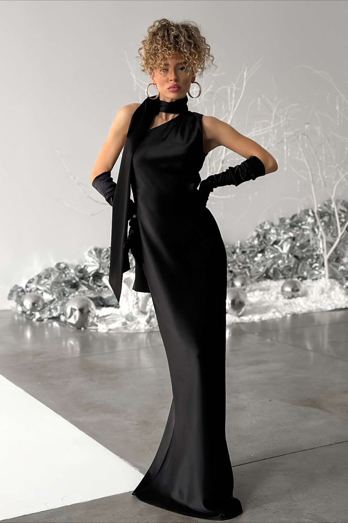 One Shoulder Fitted Silk Dress - VelvetHem