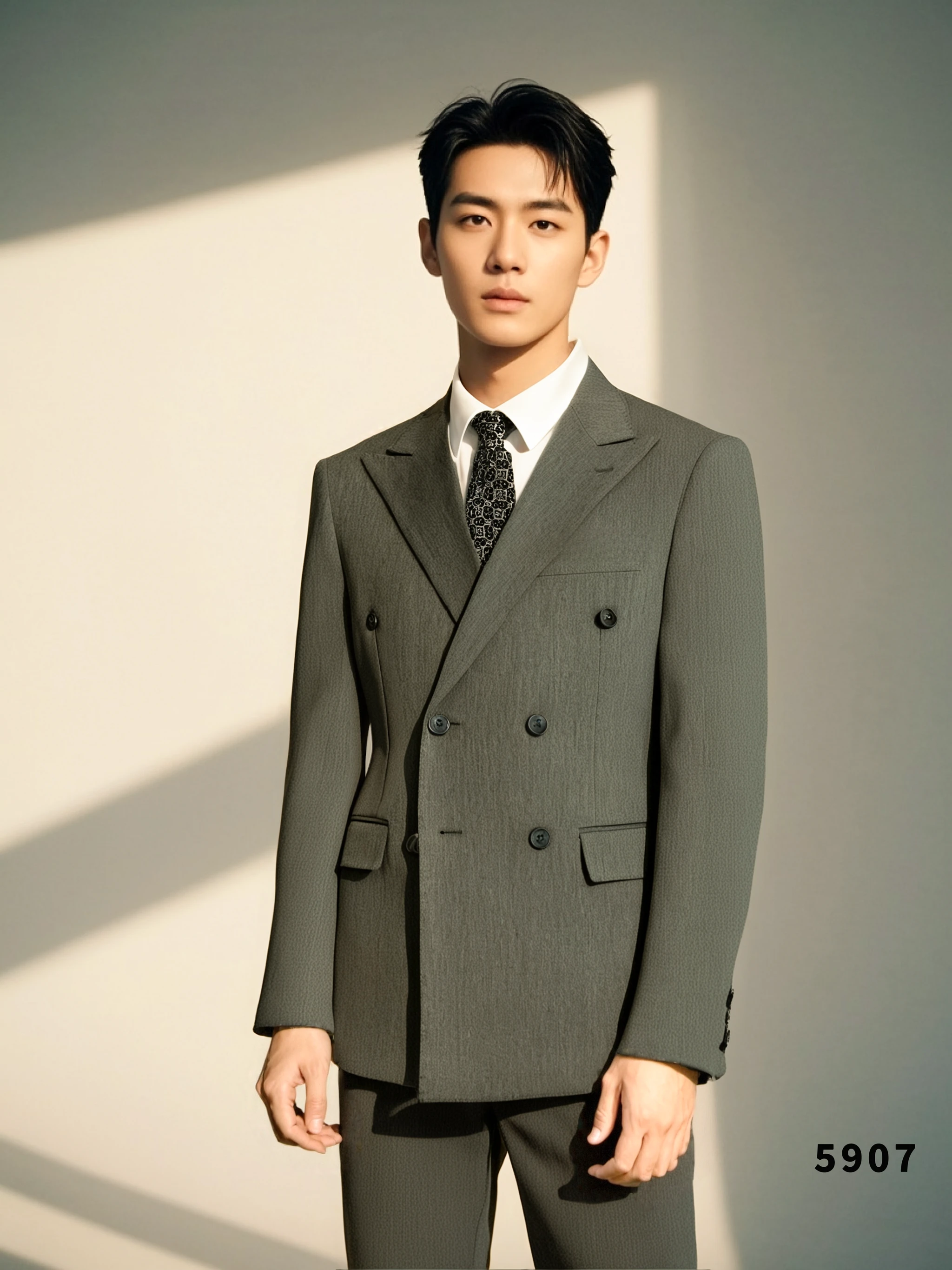 Charcoal Grey Wool Double Breasted 3 Piece Wedding Suit For Groom And Groomsmen (ZD17108)