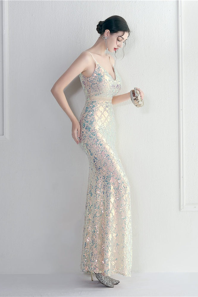 Vintage Inspired Iridescent Sequin Slit Dress for Modern Fashion Wear